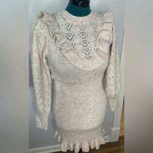 Pointelle Ruffle Sweater Dress NEW!